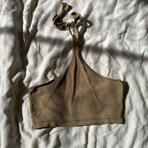 Tie Back Brown Halter Top